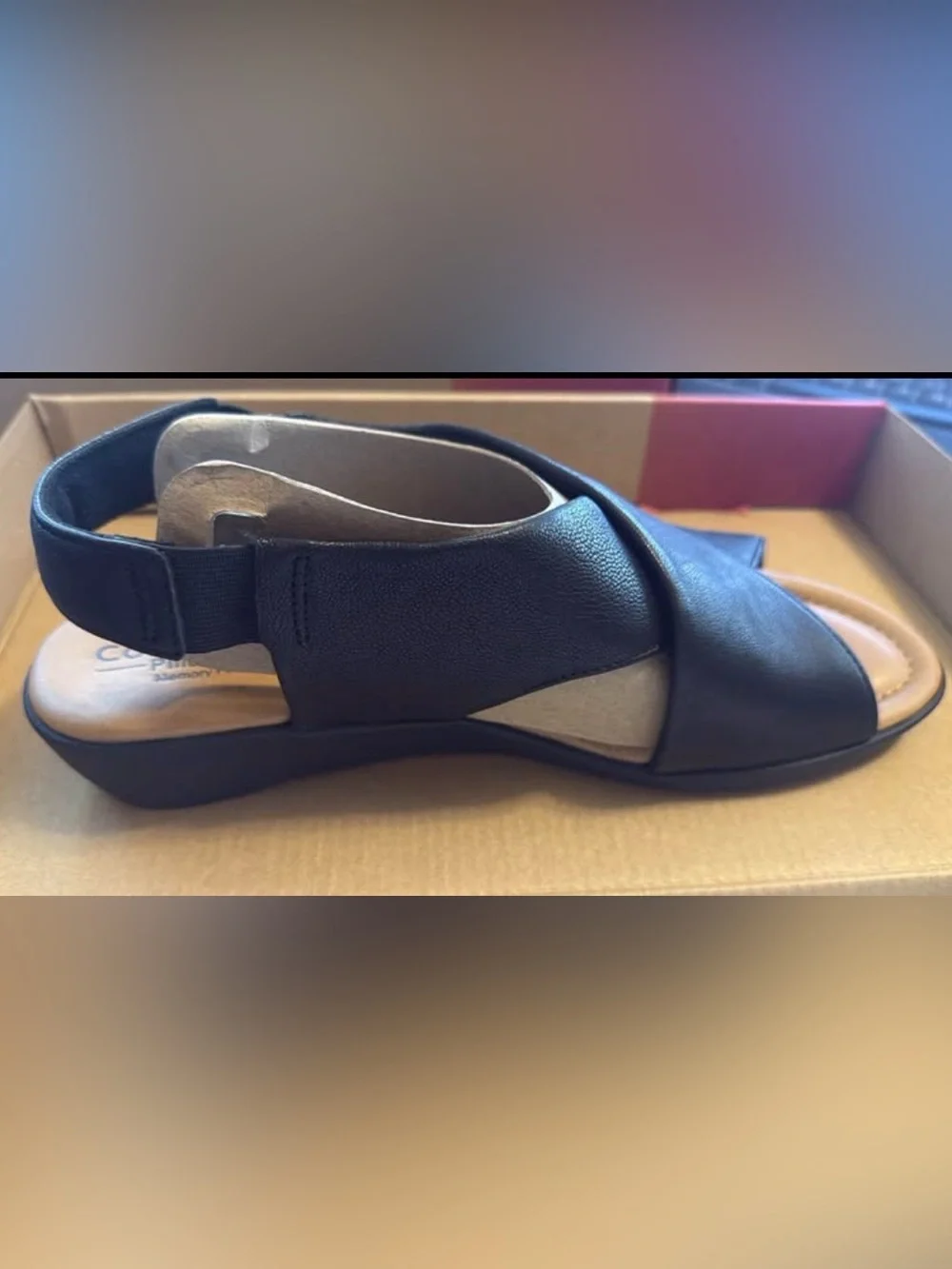 Comfortiva Black Crossover Slingback Sandal